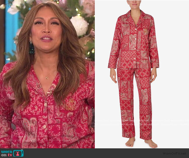 Ralph Lauren Printed Woven Pajama Set worn by Carrie Inaba on The Talk