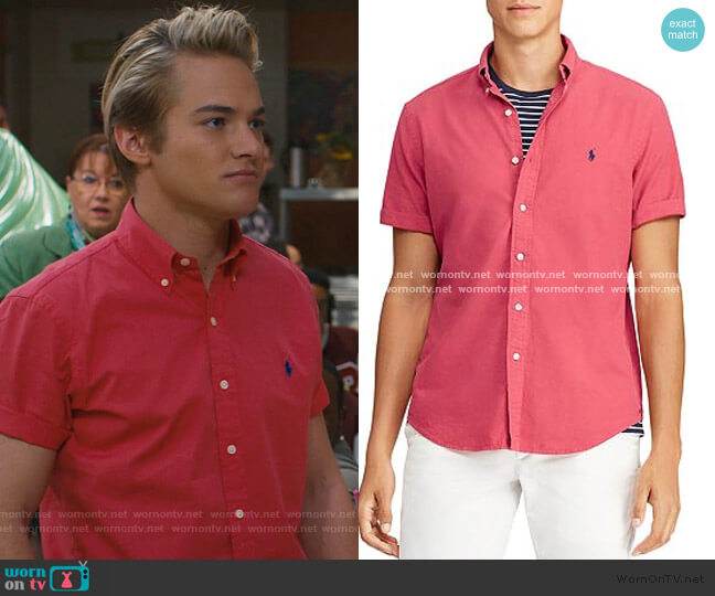 Polo Ralph Lauren Short-Sleeve Classic Fit Button-Down Shirt worn by Mac Morris (Mitchell Hoog) on Saved By The Bell