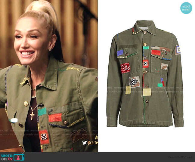 Riley Simon Patchwork Cargo Jacket worn by Gwen Stefani on The Voice