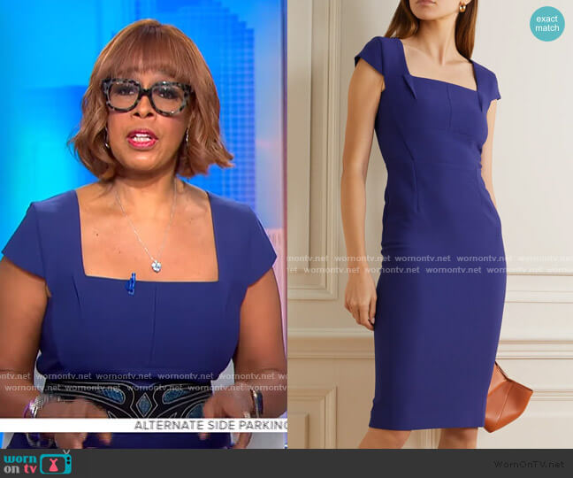 Roland Mouret Jeddler Dress worn by Gayle King on CBS Mornings