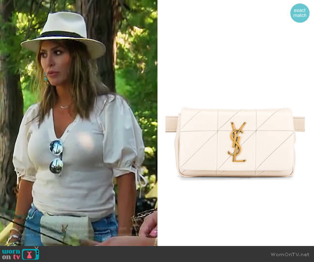 Saint Laurent Jamie Leather Belt Bag worn by Kelly Dodd on The Real Housewives of Orange County