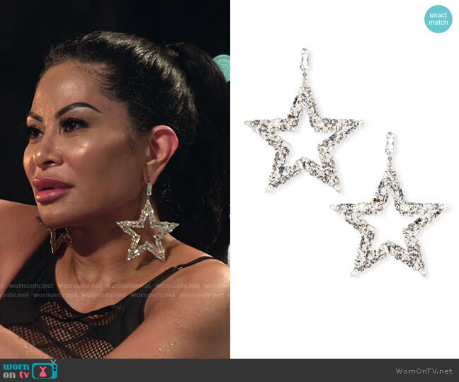 Saint Laurent Smoking Crystal Star Earrings worn by Jen Shah on The Real Housewives of Salt Lake City