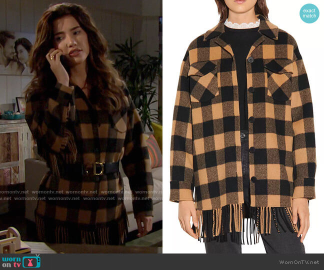 Sandro Feny Checkered Jacket worn by Steffy Forrester (Jacqueline MacInnes Wood) on The Bold and the Beautiful