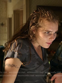 Sandy’s grey camo v-neck tee on Shameless