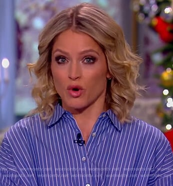 Sara’s blue pinstripe blouse on The View