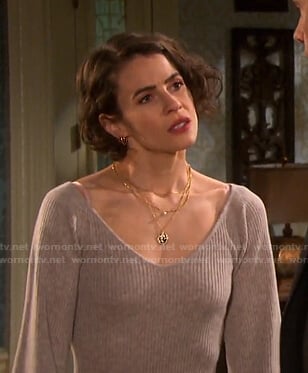 Sarah’s ribbed v-neck sweater on Days of our Lives