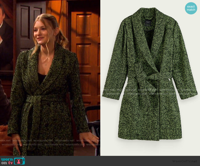 Scotch & Soda Textured Wool-Blend Wrap Coat worn by Alice Caroline Horton (Lindsay Arnold) on Days of our Lives