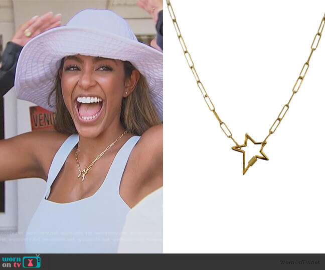 Shalla Wista Gold Star Lock Necklace worn by Tayshia Adams on The Bachelorette