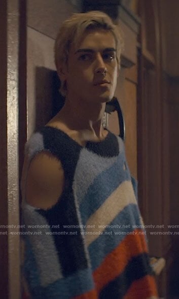 Shane’s striped sweater with holes on Tiny Pretty Things