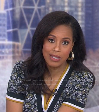 Sheinelle’s black floral v-neck dress on Today