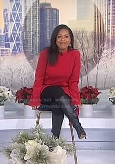 Sheinelle’s red mock neck top on Today