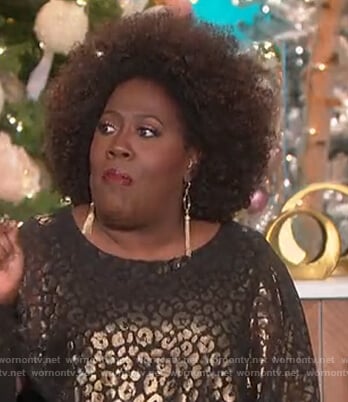 Sheryl’s metallic leopard blouse on The Talk