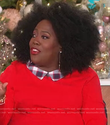 Sheryl’s red layered sweater on The Talk