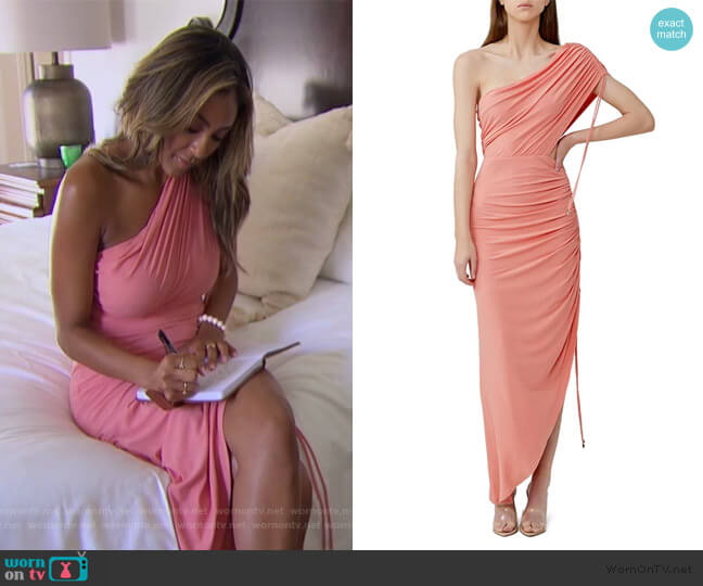 Significant Other Sirene Ruched One-Shoulder Dress worn by Tayshia Adams on The Bachelorette