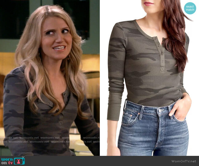 Splendid Camo Print Henley worn by Gina Dabrowski (Annaleigh Ashford) on B Positive