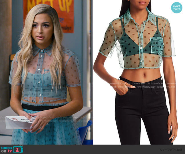 Staud Violet Sheer Top worn by Lexi (Josie Totah) on Saved By The Bell