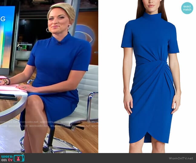 Tahari ASL Mock-Neck Sheath Dress worn by Jamie Yuccas on CBS Mornings