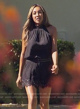 Tayshia’s black studded mini dress on The Bachelorette