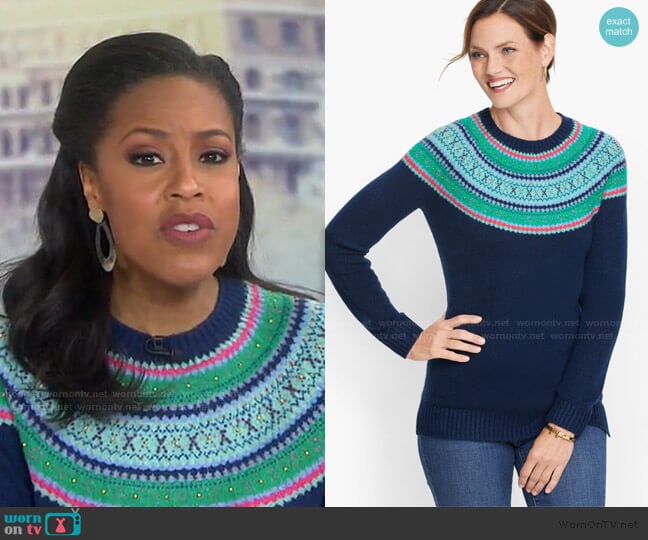Talbots Beaded Fair Isle Sweater worn by Sheinelle Jones on Today