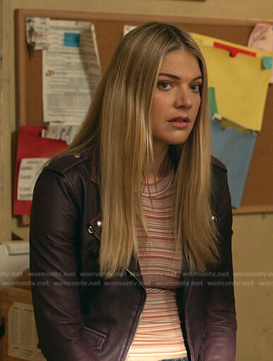 Tami’s purple moto jacket on Shameless
