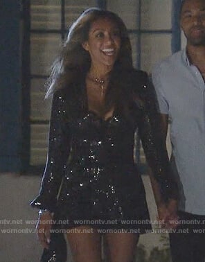 Tayshia’s black sequin romper on The Bachelorette