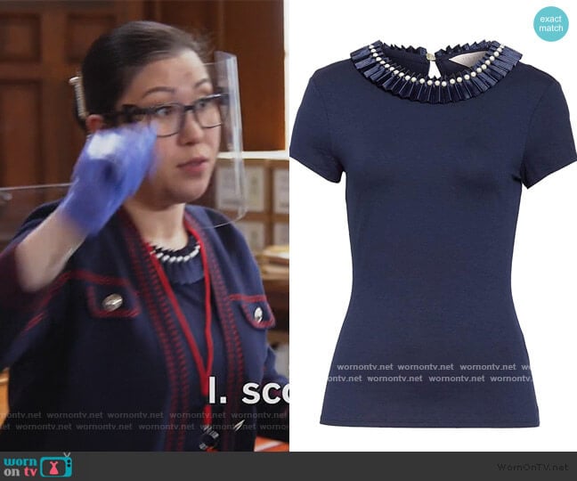 Ted Baker Nickita Embellished Neck T-Shirt worn by Sherri Kansky (Ruthie Ann Miles) on All Rise