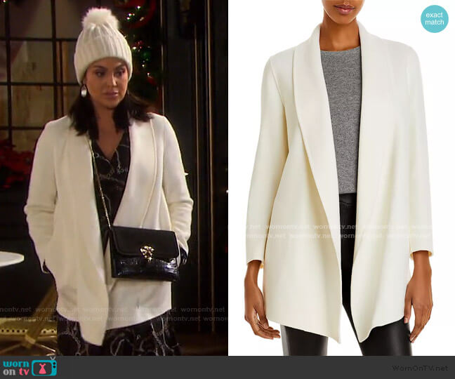 Theory Clairene Luxe Shawl Collar Coat worn by Chloe Lane (Nadia Bjorlin) on Days of our Lives