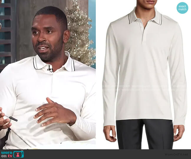 Theory Sartorial Polo Shirt worn by Justin Sylvester on E! News