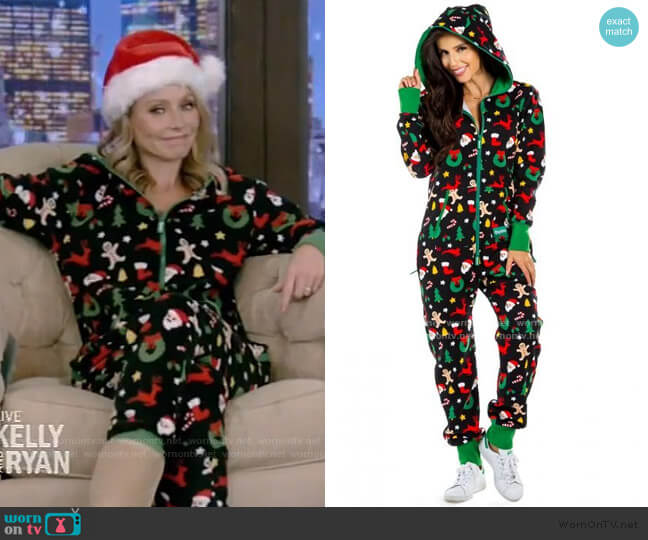 Tipsy Elves Holiday Cookie Cutter Adult Jumpsuit worn by Kelly Ripa on Live with Kelly and Mark