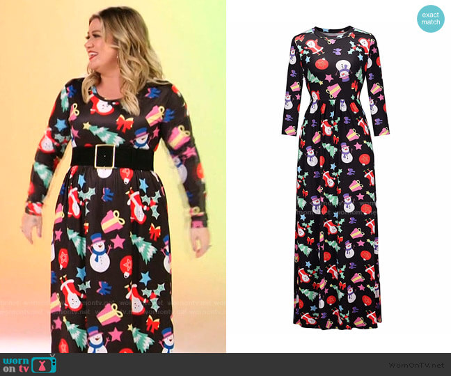 Ugly Christmas Long Maxi Dress at Walmart worn by Kelly Clarkson on The Voice