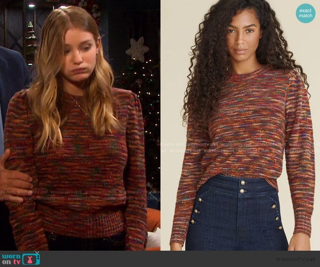 Veronica Beard Raissa Puff Sleeve Sweater worn by Alice Caroline Horton (Lindsay Arnold) on Days of our Lives