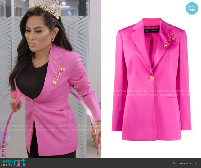 Versace Pin embellished Blazer worn by Jen Shah on The Real Housewives of Salt Lake City