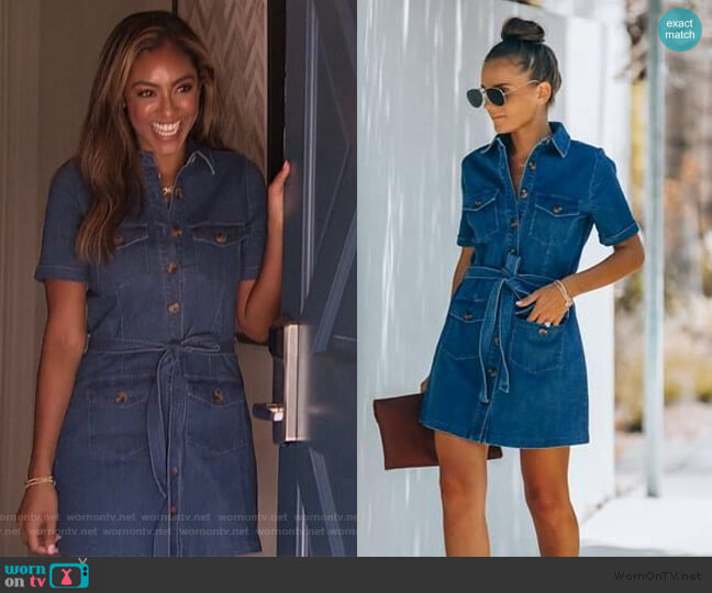 Vici Cotton Pocketed Utility Dress worn by Tayshia Adams on The Bachelorette