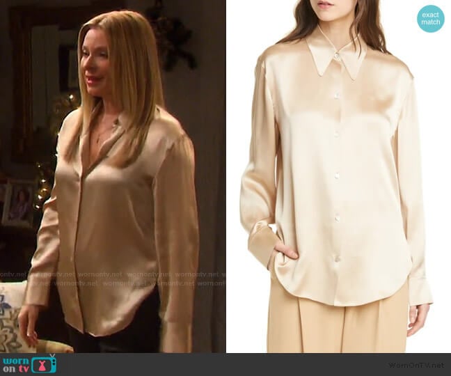 Vince Shaped Collar Silk Blouse worn by Jennifer Horton (Cady McClain) on Days of our Lives