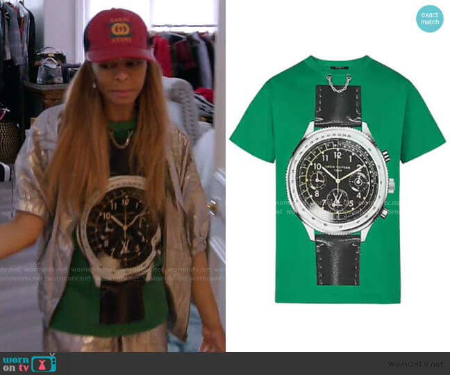 Louis Vuitton Watch Oversized T-Shirt worn by Mary Cosby on The Real Housewives of Salt Lake City