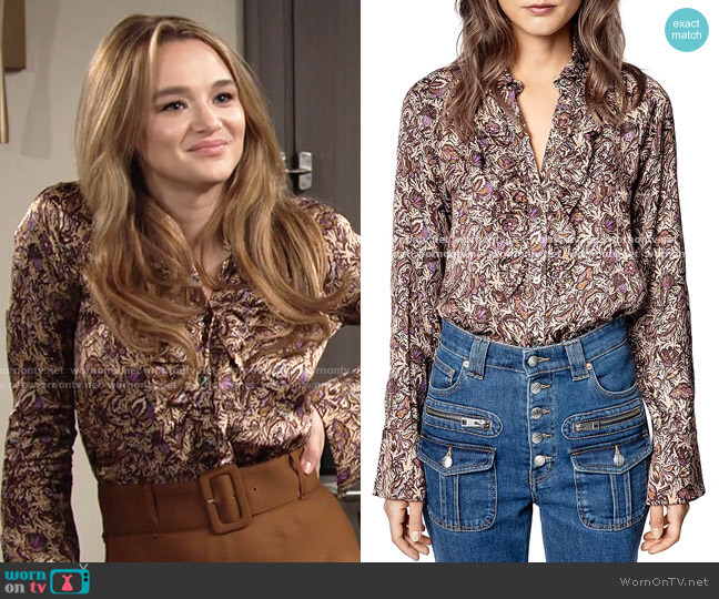 Zadig & Voltaire Tuska Blouse worn by Summer Newman (Hunter King) on The Young and the Restless