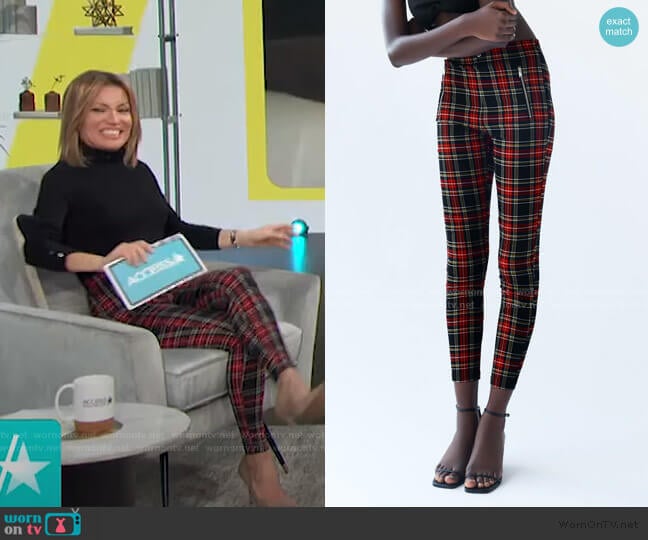Zara Checkered Leggings worn by Kit Hoover on Access Hollywood