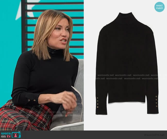 Zara High Collar Knit Sweater worn by Kit Hoover on Access Hollywood