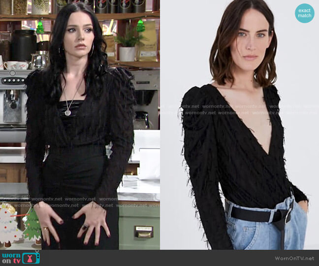 Zara Fringed Bodysuit worn by Tessa Porter (Cait Fairbanks) on The Young and the Restless