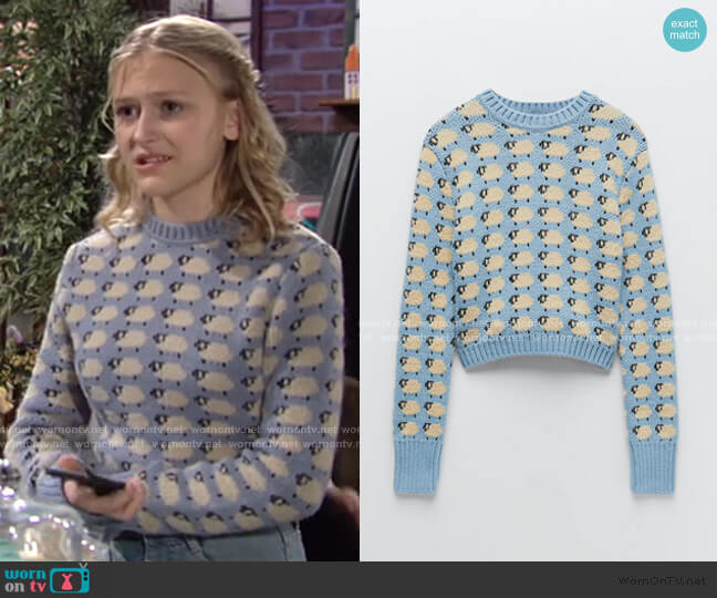 Zara Knit Jacquard Sweater worn by Faith Newman (Alyvia Alyn Lind) on The Young and the Restless