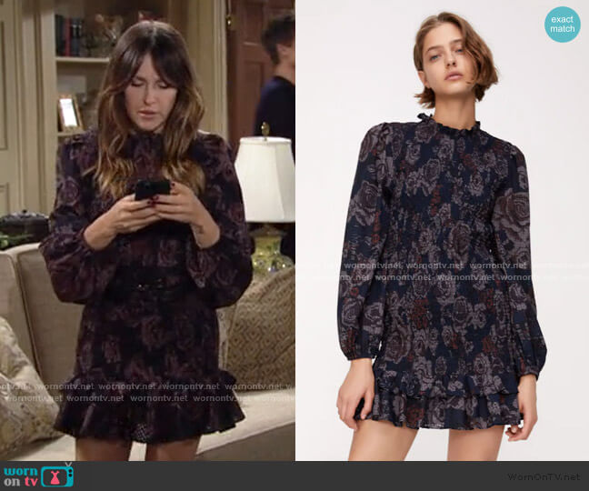 Zara Printed Mini Dress worn by Chloe Mitchell (Elizabeth Hendrickson) on The Young and the Restless