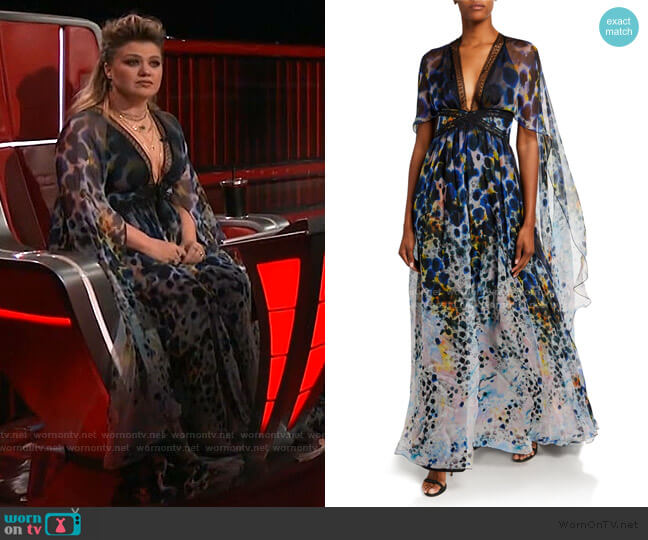 Zuhair Murad Long Dress With Cape worn by Kelly Clarkson on The Voice