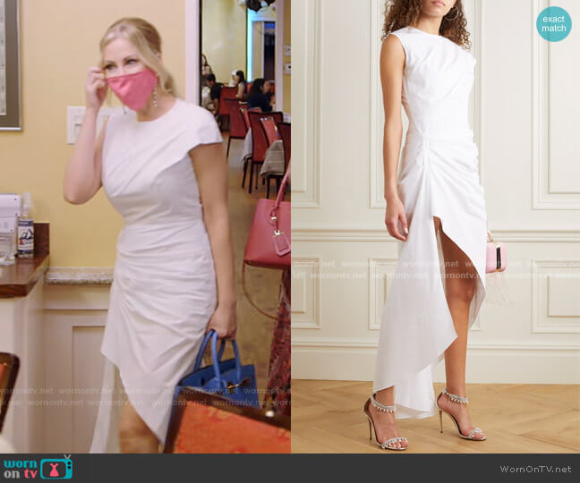 16Arlington Aster Asymmetric Ruched Cotton-Poplin Dress worn by Stephanie Hollman on The Real Housewives of Dallas