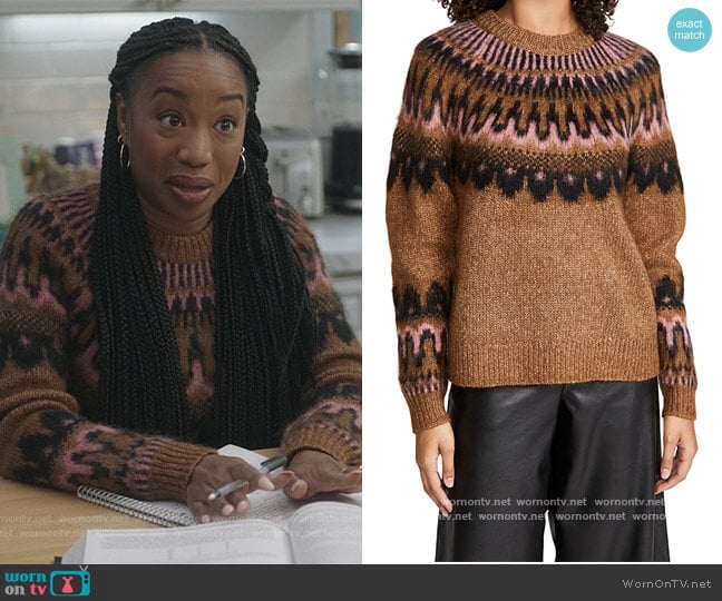 A.L.C. Hollis Fair Isle Sweater worn by Michelle (Maya Lynne Robinson) on The Unicorn
