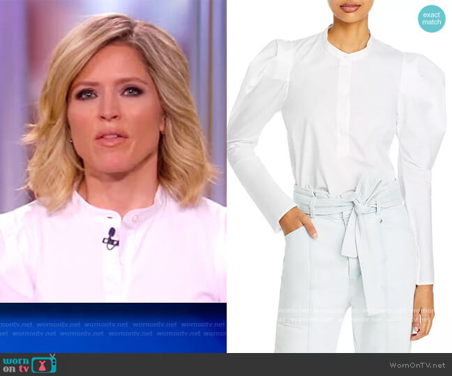 A.L.C. Robbie Jersey Poplin Top worn by Sara Haines on The View