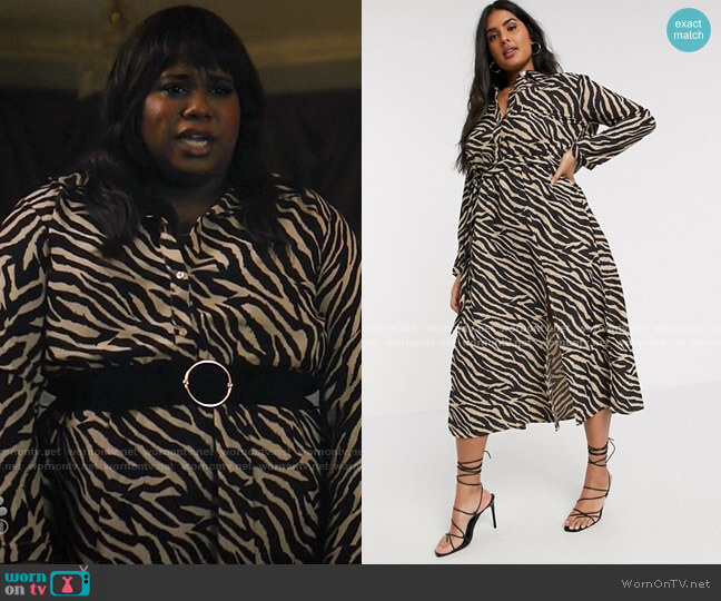 AX Paris Maxi Shirt Dress in Mono Zebra worn by Mo (Alex Newell) on Zoeys Extraordinary Playlist