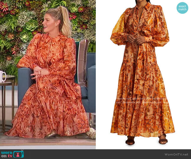 Acler Naples Puff-Sleeve Maxi Dress worn by Amanda Kloots on The Talk