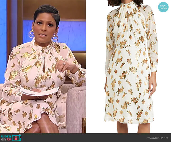 Adam Lippes Dress With Twist Drape Neck worn by Tamron Hall on Tamron Hall Show