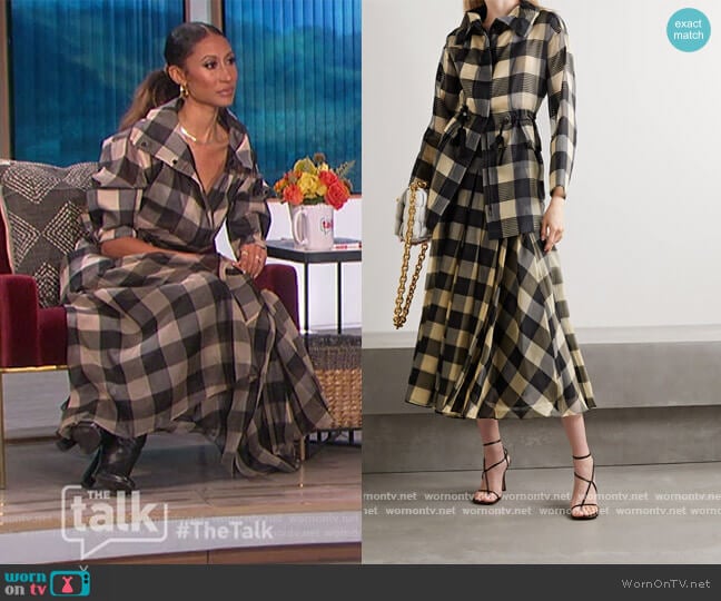 Akris Checked mulberry silk-organza jacquard jacket worn by Elaine Welteroth on The Talk