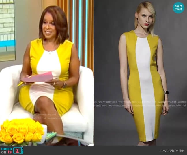 Alex Kramer Two Tone Dress worn by Gayle King on CBS Mornings